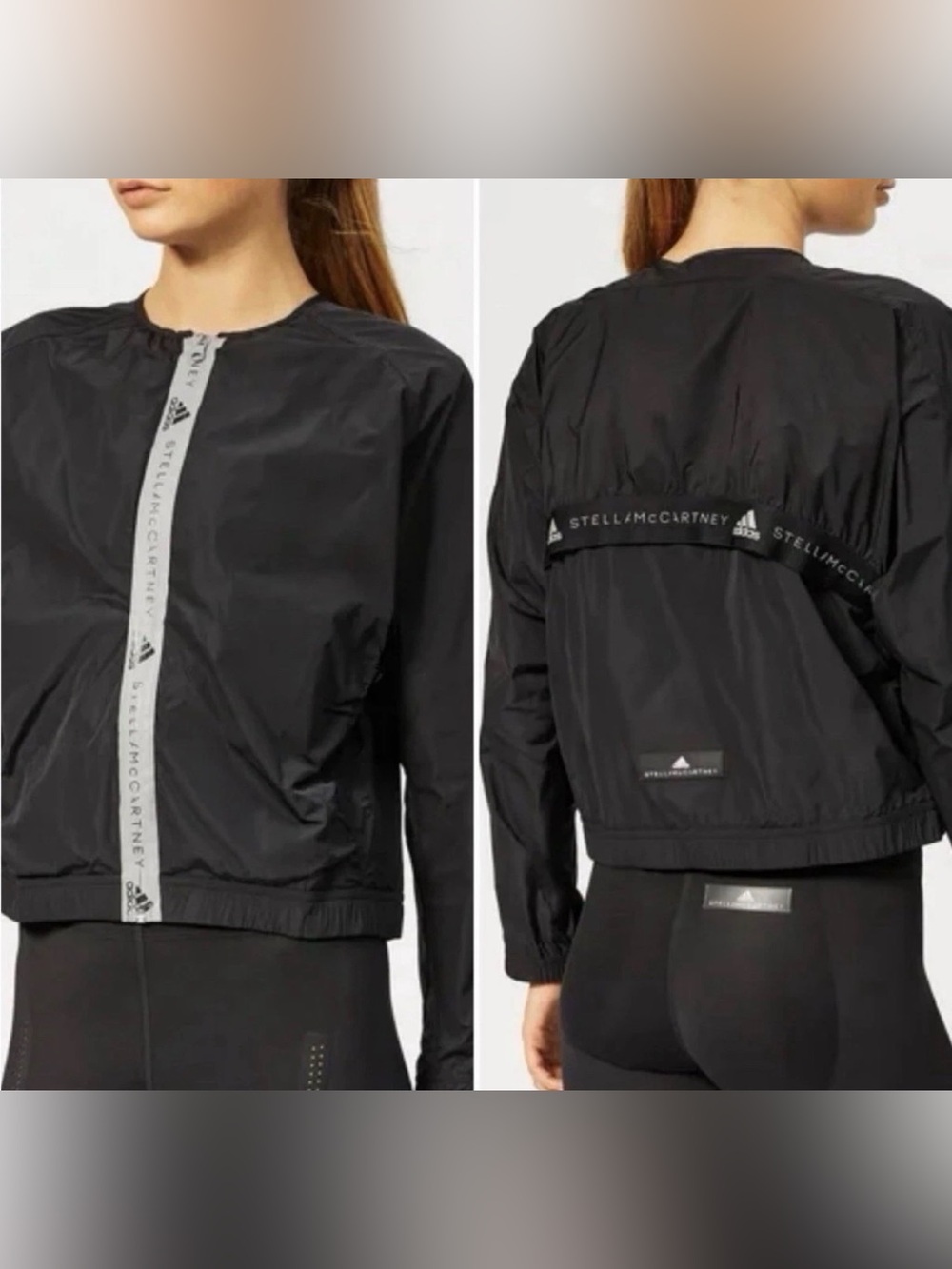 Adidas Stella McCartney Jacket Black Bomber Logo Athletic Womens Workout Medium